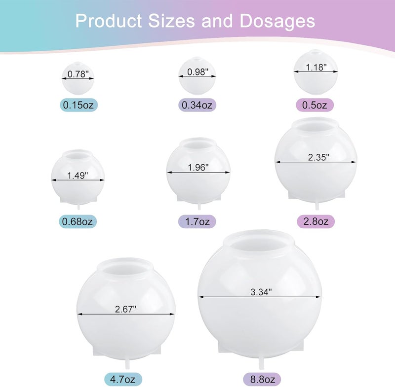 KISREL Sphere Resin Molds, 8 PCS Sphere Silicone Mold, Upgraded 3D Seamless Epoxy Molds，Large Ball Shape Flower Resin Mold for Home Decor, Flowers Preservation - Image 2